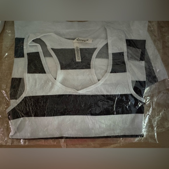 Nikibiki for Dorosi Black and White Striped Tank Top butter soft racer back OS - Picture 4 of 4